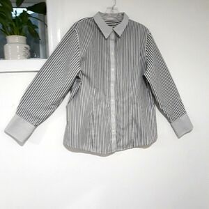 Chico's 100% cotton button down Long-Sleeve striped shirt size 2 or Large
